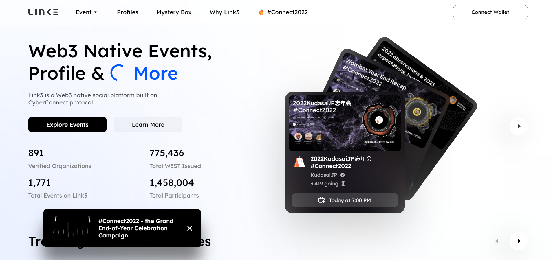 Website dự án SocialFi CyberConnect